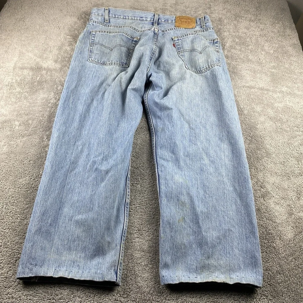 Levis 569 Loose Straight Fit Jeans‎ Mens 38x26.5 Blue Medium Wash Hemmed VTG